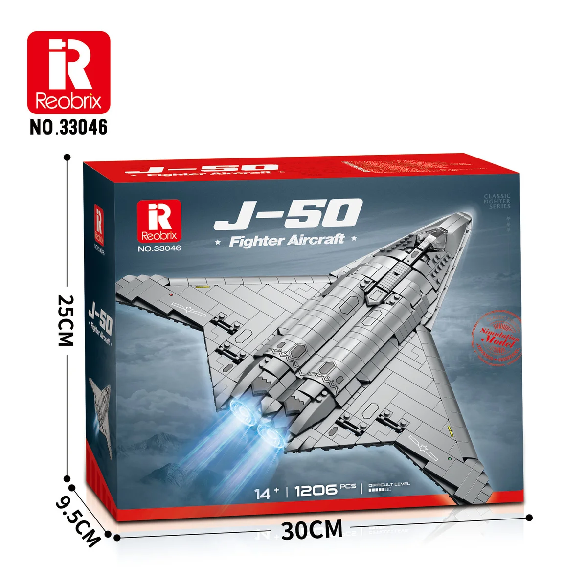 REOBRIX 33046 Kampfjet J-50 Konstruktionsset - 1206 Teile - Stealth Fighter Modell mit beweglichen Waffenkammern 3 REOBRIX 33046 Kampfjet J-50 Konstruktionsset - 1206 Teile - Stealth Fighter Modell mit beweglichen Waffenkammern – Bild 3