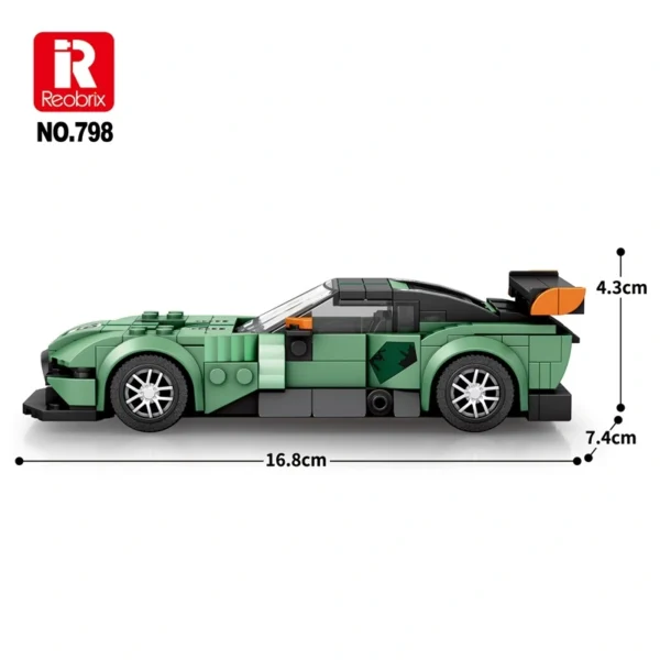 Reobrix Technologie No. 798 Aston Martin DB12  grüner Sportwagen Klemmbaustein Set – Bild 2