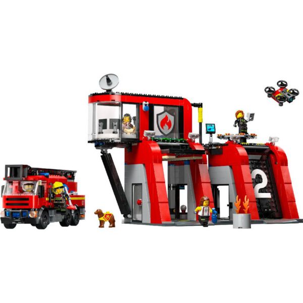 LEGO® 60414 City Feuerwehr - Feuerwehrstation mit Drehleiterfahrzeug (843 Teile) – Bild 2