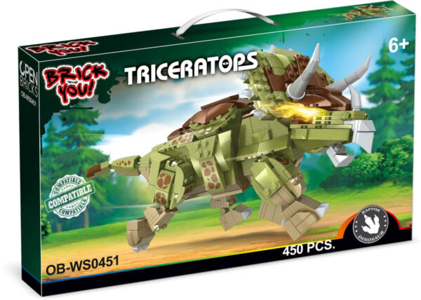 OPEN BRICKS OB-WS0451 - Dinosaurier Triceratops Klemmbaustein Set