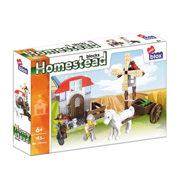 alleblox Bauernhof mit Windmühle Klemmbaustein Set