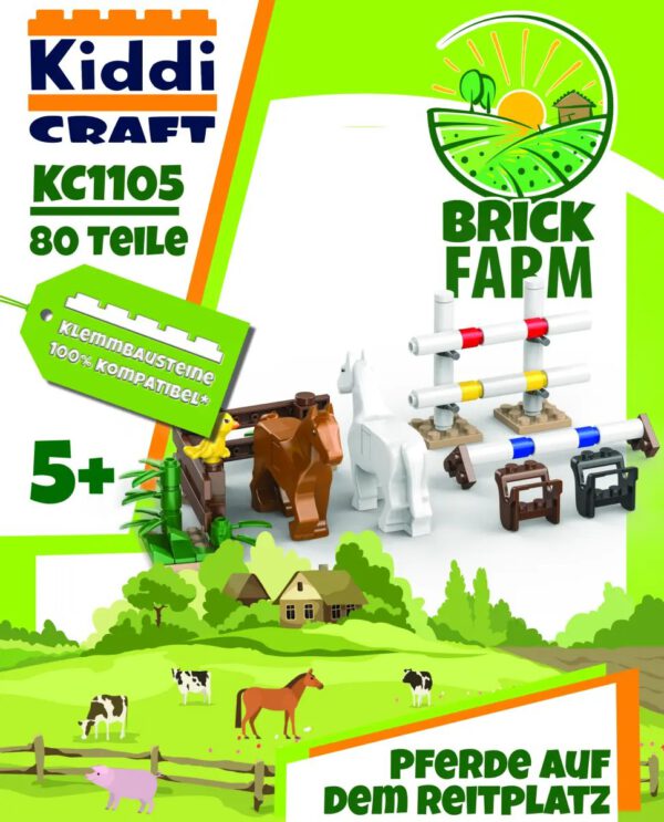 Kiddicraft KC1105 Pferde auf dem Reitplatz Klemmbaustein Set
