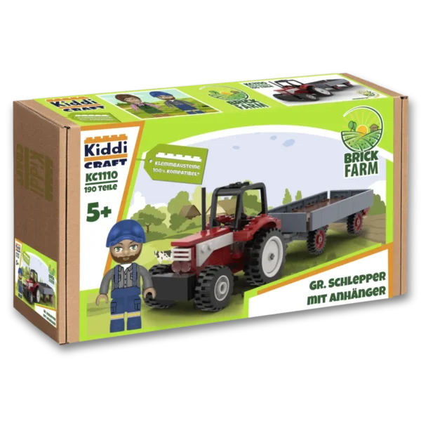Kiddicraft KC1110 Großer Schlepper mit Anhänger Klemmbaustein Set