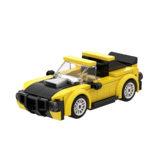 BRIXIES Plus Mini Rennwagen gelb / Mini Racer yellow Klemmbausteine Set