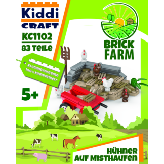 Kiddicraft KC1102 Misthaufen mit Hühnern Klemmbaustein Set