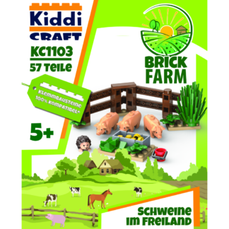 Kiddicraft KC1103 Schweine im Freiland Klemmbaustein Set