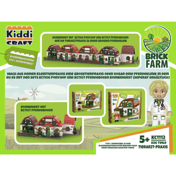 Kiddicraft KC1107 Ponyhof-Erweiterung - Außenboxen Klemmbaustein Set – Bild 7