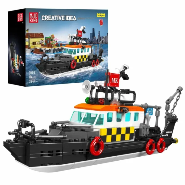 Mould King 10081 Britisches multifunktionales Rettungsboot Klemmbaustein Set