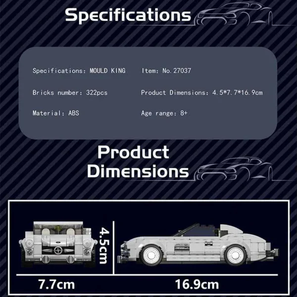 MOULD KING 27037 Mercedes Benz 300 SL inkl. Vitrine Klemmbaustein Set – Bild 6
