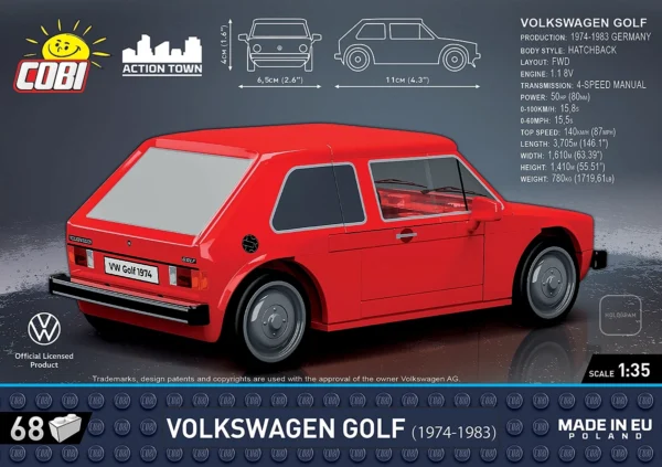 Cobi 24613 Volkswagen Golf (1974-1983) - Klemmbaustein Set – Bild 3