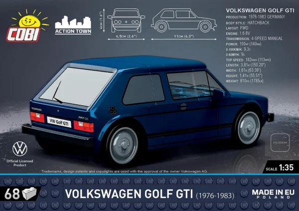 Cobi 24615 Volkswagen Golf GTI (1976-1983) - Klemmbaustein Set – Bild 3