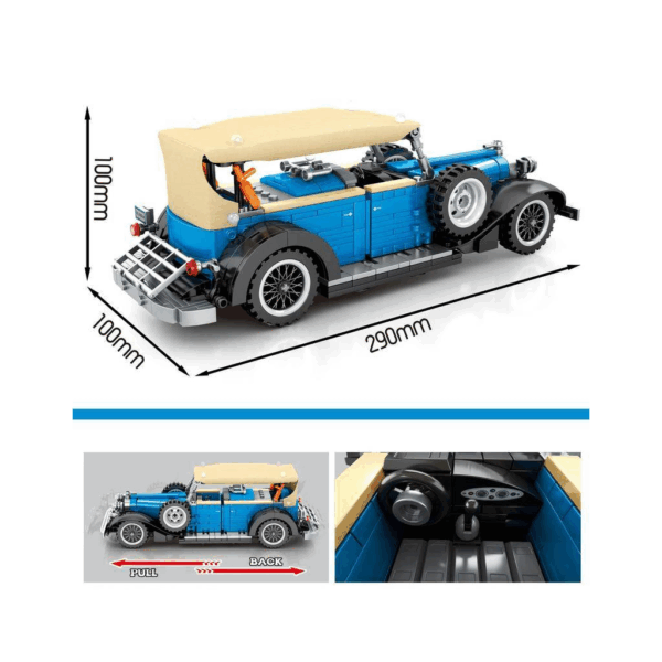 Sembo 8400 Blauer Oldtimer mit Pull Back-Funktion - Klemmbaustein Set – Bild 3