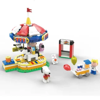 Linoos Peanuts Karussell LN8042 – 379‑Teile Klemmbaustein Set mit Snoopy, Sally & Charlie Brown | Zirkus‑Karussell