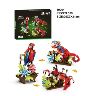Br1cks 19064 Papagei 3 in 1 - Klemmbaustein Set (539 Teile)