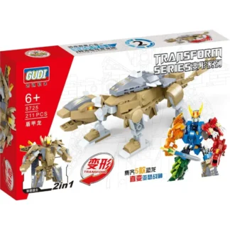 GUDI 8725 Transform Mecha‑Dino Ankylosaurus – Futuristisches Klemmbaustein Set (211 Teile)