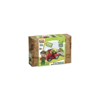 KiddiCraft KC1113 Roter Trecker mit Walze und Mähbalken Klemmbaustein Set (96 Teile)