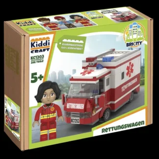 KiddiCraft KC1203 Rettungswagen Klemmbaustein Set (296 Teile)