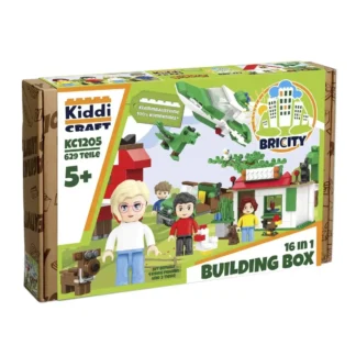 KiddiCraft KC1205 – 16-in-1 Building Box | Kreatives Bau- und Steckspiel für Kinder Klemmbaustein Set (629 Teile)