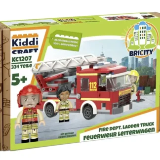 KiddiCraft KC1207 Feuerwehr Drehleiter (DL) – kompatibles Baustein‑Set für kleine Einsatzhelden Klemmbaustein Set (334 Teile)