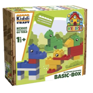 KiddiCraft KC2001 – My First Basic Box | Kreatives Steckspiel für Kinder Klemmbaustein Set (60 Teile)