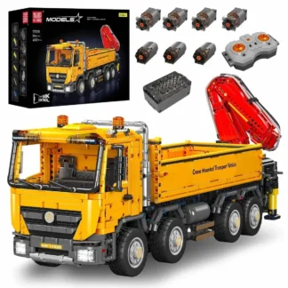 Mould King 17050 Actros Crane – 4012‑Teile RC‑Kranwagen mit 7 Motoren & Knickarmkran Klemmbaustein Set (4012 Teile)