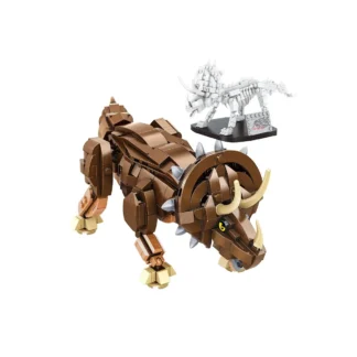 Panlos 612007 Triceratops inkl. Skelett – Detailreiches Dinosaurier Klemmbaustein Set (795 Teile)