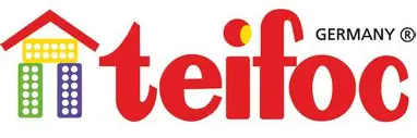 Teifoc logo: a stylized red roof over a colorful brick house, followed by the red 'teifoc' wordmark.