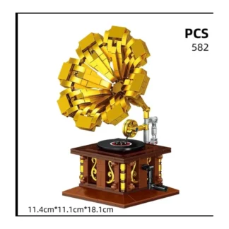 ZHE GAO Retro Grammophon Klemmbaustein Set (582 Teile)