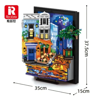 Reobrix 66702 Wandbild „Café unter Sternenhimmel” 2678 Teile Klemmbaustein Set