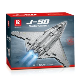 REOBRIX 33046 Kampfjet J-50 Konstruktionsset - 1206 Teile - Stealth Fighter Modell mit beweglichen Waffenkammern