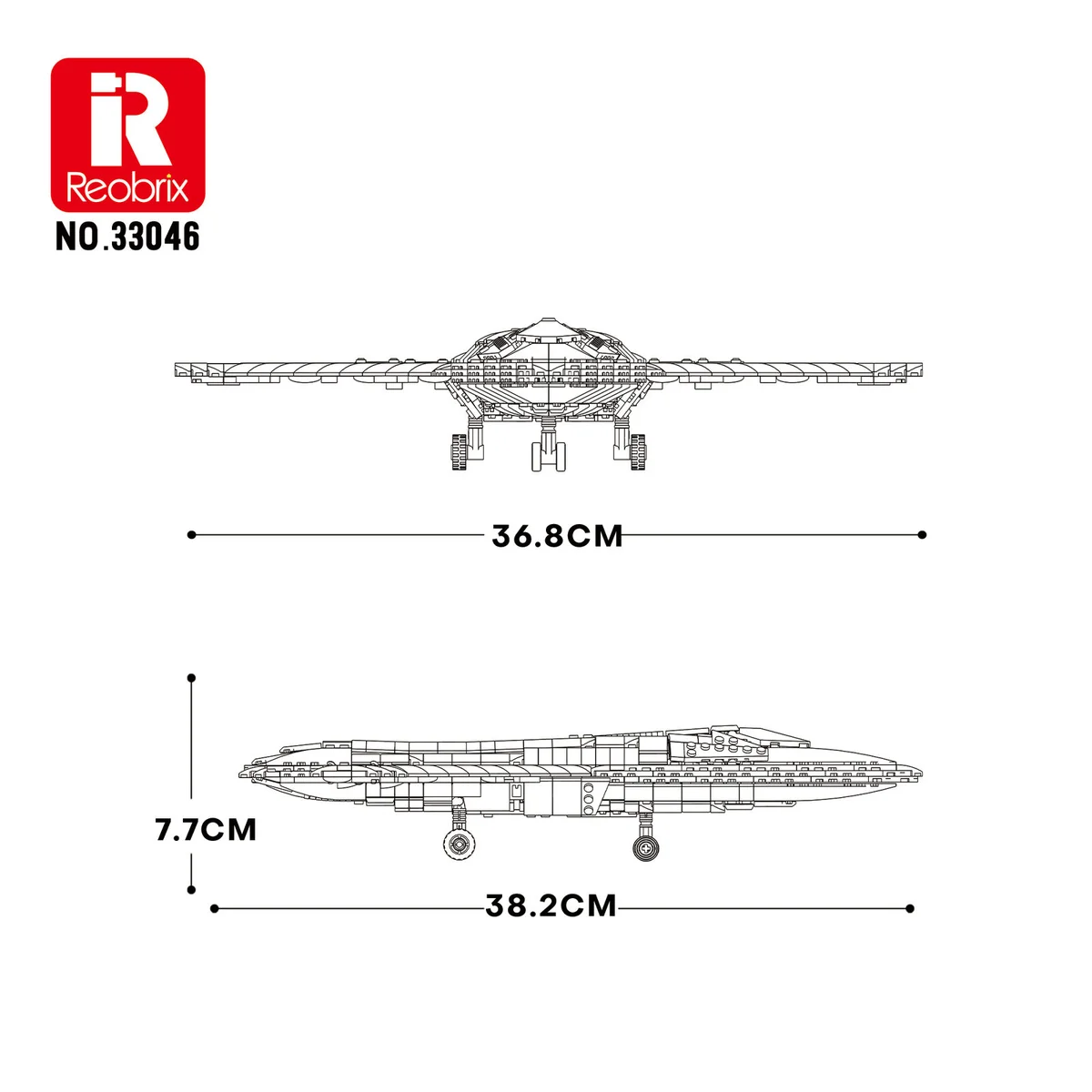 REOBRIX 33046 Kampfjet J-50 Konstruktionsset - 1206 Teile - Stealth Fighter Modell mit beweglichen Waffenkammern 7 REOBRIX 33046 Kampfjet J-50 Konstruktionsset - 1206 Teile - Stealth Fighter Modell mit beweglichen Waffenkammern – Bild 7