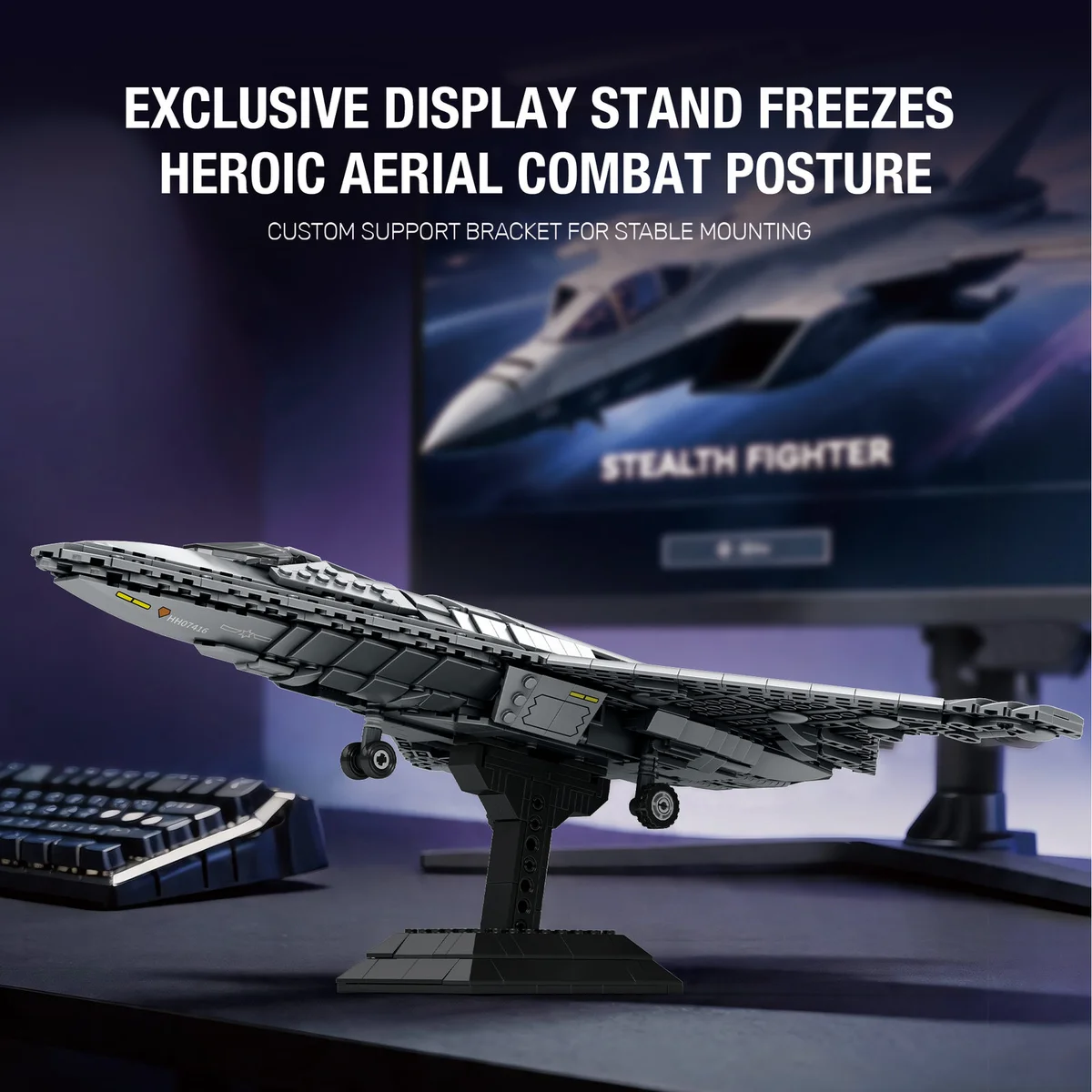 REOBRIX 33046 Kampfjet J-50 Konstruktionsset - 1206 Teile - Stealth Fighter Modell mit beweglichen Waffenkammern 12 REOBRIX 33046 Kampfjet J-50 Konstruktionsset - 1206 Teile - Stealth Fighter Modell mit beweglichen Waffenkammern – Bild 12