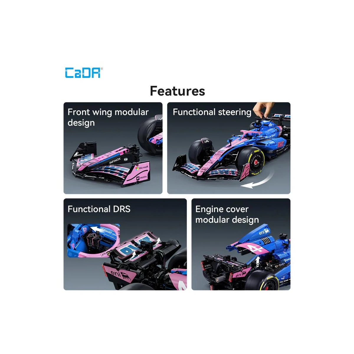 C64012W BWT Alpine F1 Team Rennwagen A525 Modellbausatz 2173 Teile – Bild 7