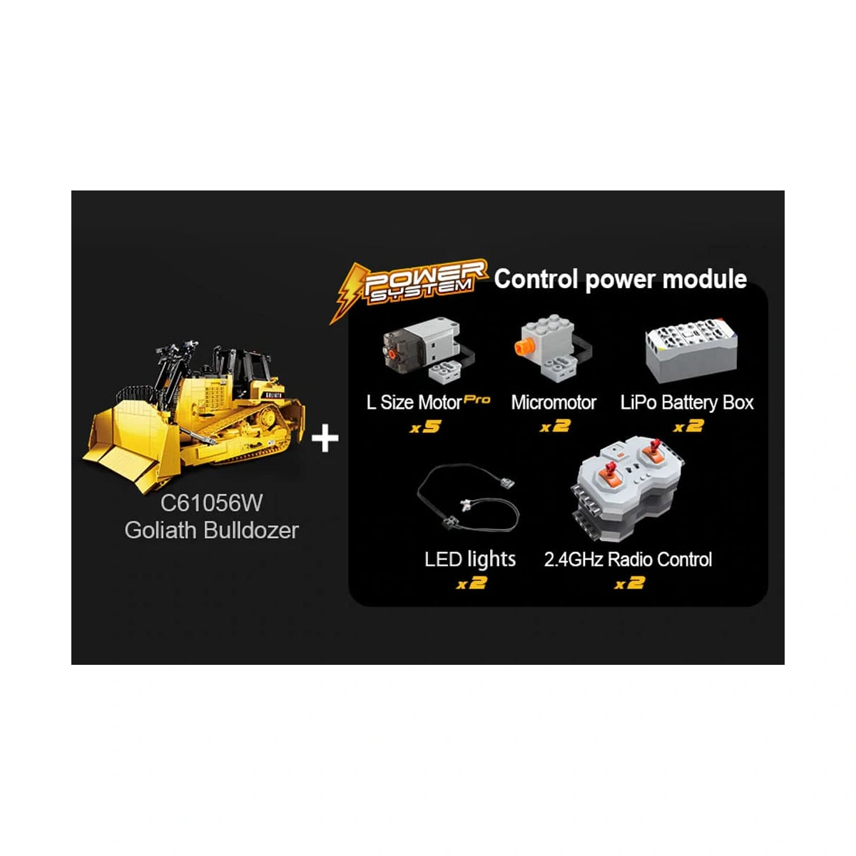 CaDA C61056W Goliath Bulldozer 1:16 2826 Teile – Bild 8