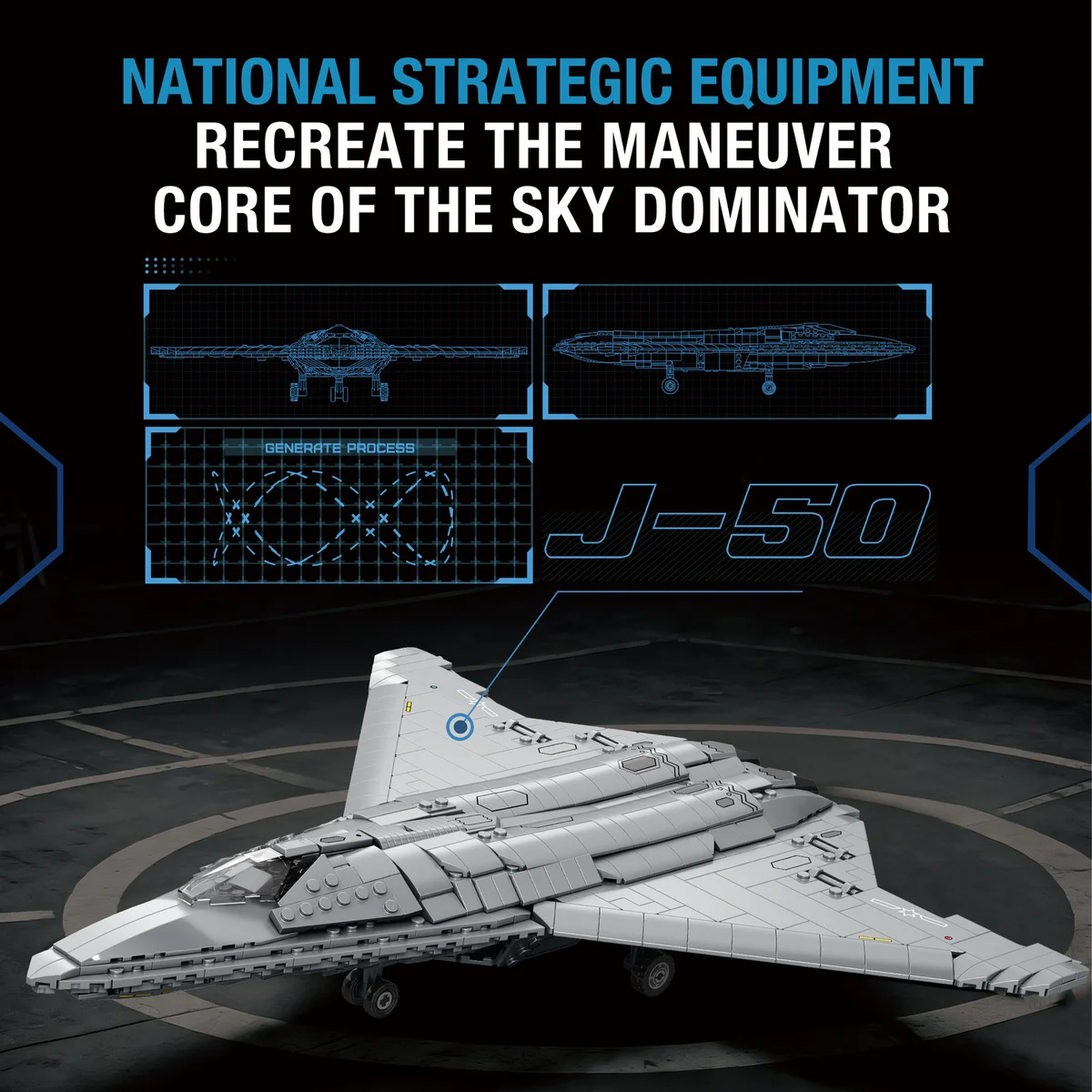 REOBRIX 33046 Kampfjet J-50 Konstruktionsset - 1206 Teile - Stealth Fighter Modell mit beweglichen Waffenkammern 9 REOBRIX 33046 Kampfjet J-50 Konstruktionsset - 1206 Teile - Stealth Fighter Modell mit beweglichen Waffenkammern – Bild 9