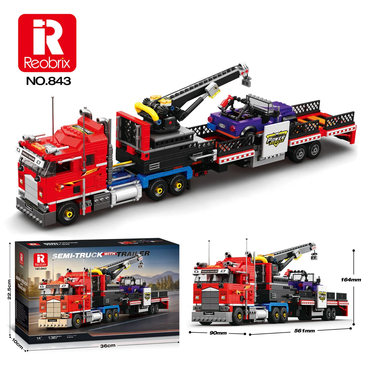 Klocki REOBRIX 843 Ciężarówka z naczepą (1387 elementów) 4 Klocki REOBRIX 843 Ciężarówka z naczepą (1387 elementów) – Bild 4