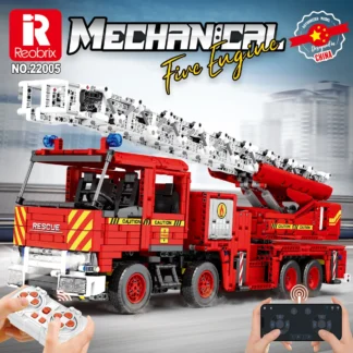 Reobrix 22005 Ferngesteuertes Feuerwehr-Drehleiterfahrzeug 3266 Teile Klemmbaustein Set