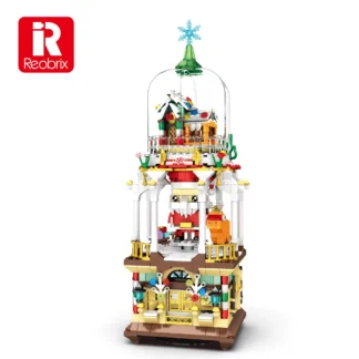 Reobrix 66004 Mechanisches Weihnachtshaus mit Elch 843 Teile Klemmbaustein Set
