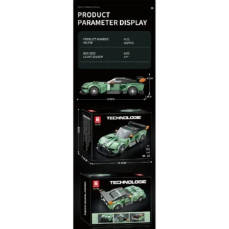 Reobrix 798 Rennwagen DB12 Luxus-Sportwagen 302 Teile Klemmbaustein Set