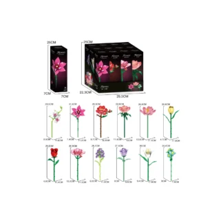 woma W11543 Wildblumen Bausteine 12 in 1 Klemmbaustein Set