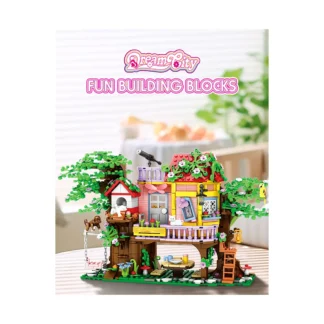 woma W8841 Baumhaus mit Tierfiguren Klemmbaustein Set