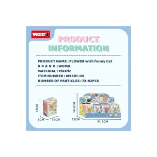 woma WW9301 Mini Blumen im Topf mit KÃ¤tzchen 8in1 Klemmbaustein Set